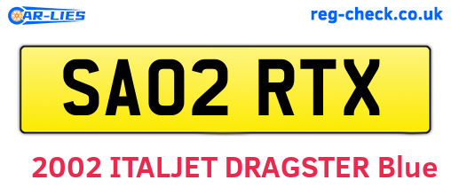 SA02RTX are the vehicle registration plates.