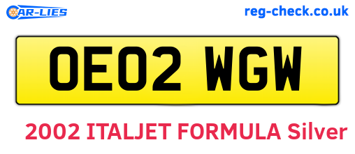 OE02WGW are the vehicle registration plates.