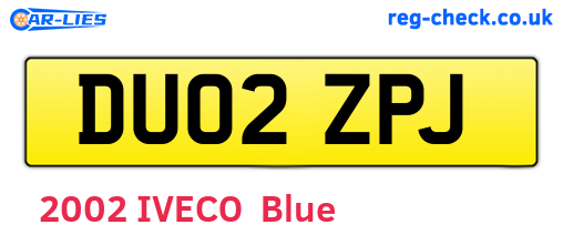 DU02ZPJ are the vehicle registration plates.