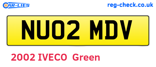 NU02MDV are the vehicle registration plates.