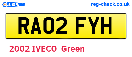RA02FYH are the vehicle registration plates.