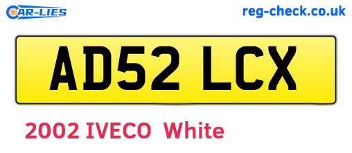 AD52LCX are the vehicle registration plates.