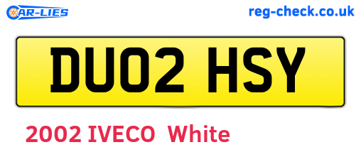 DU02HSY are the vehicle registration plates.