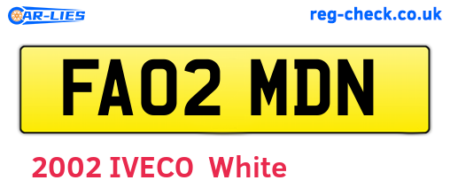 FA02MDN are the vehicle registration plates.