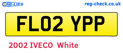 FL02YPP are the vehicle registration plates.