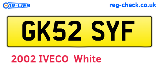 GK52SYF are the vehicle registration plates.