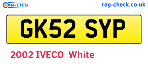 GK52SYP are the vehicle registration plates.