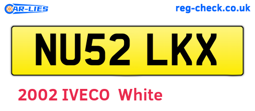 NU52LKX are the vehicle registration plates.