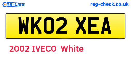 WK02XEA are the vehicle registration plates.