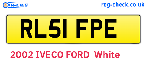 RL51FPE are the vehicle registration plates.