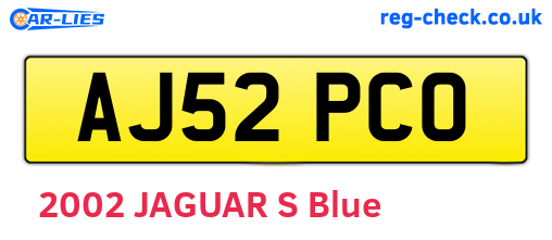 AJ52PCO are the vehicle registration plates.