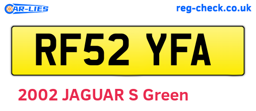 RF52YFA are the vehicle registration plates.