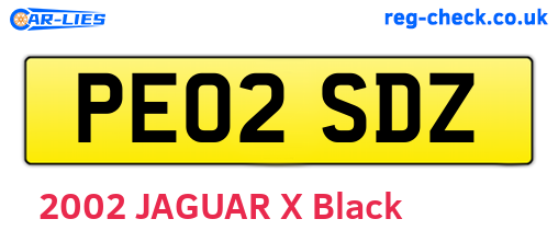 PE02SDZ are the vehicle registration plates.
