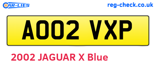 AO02VXP are the vehicle registration plates.
