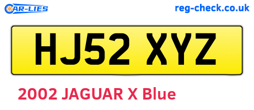 HJ52XYZ are the vehicle registration plates.