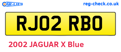 RJ02RBO are the vehicle registration plates.