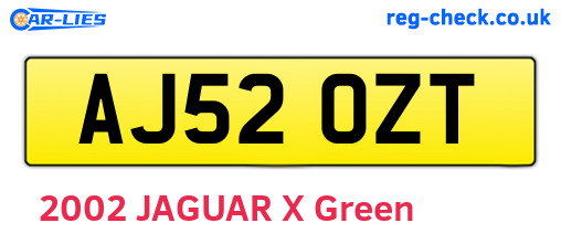 AJ52OZT are the vehicle registration plates.