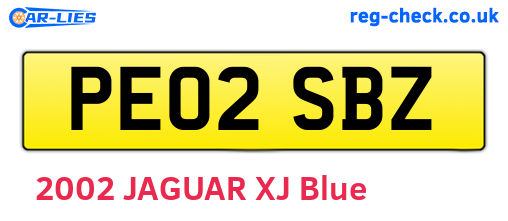 PE02SBZ are the vehicle registration plates.