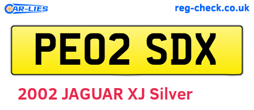 PE02SDX are the vehicle registration plates.
