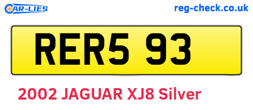 RER593 are the vehicle registration plates.