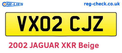 VX02CJZ are the vehicle registration plates.