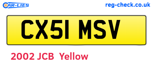 CX51MSV are the vehicle registration plates.