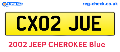 CX02JUE are the vehicle registration plates.