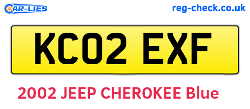 KC02EXF are the vehicle registration plates.