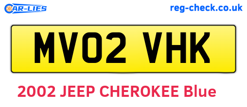 MV02VHK are the vehicle registration plates.