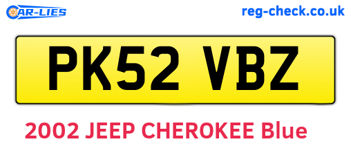 PK52VBZ are the vehicle registration plates.