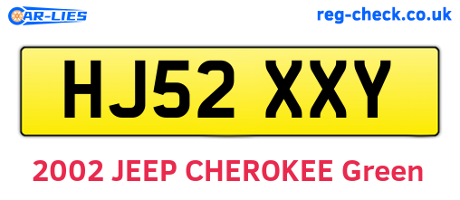 HJ52XXY are the vehicle registration plates.