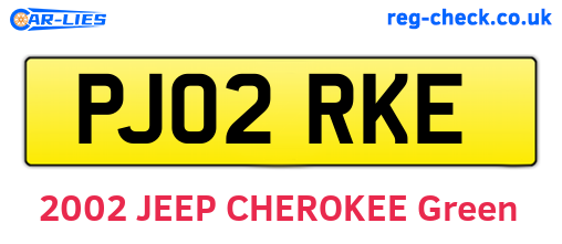 PJ02RKE are the vehicle registration plates.