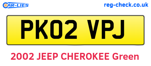 PK02VPJ are the vehicle registration plates.