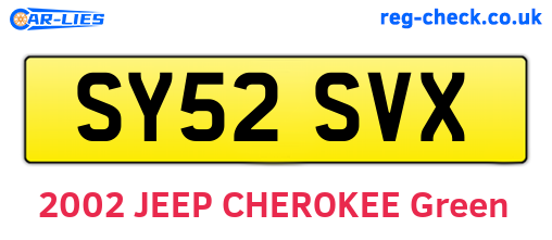 SY52SVX are the vehicle registration plates.