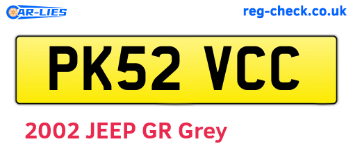 PK52VCC are the vehicle registration plates.