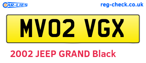 MV02VGX are the vehicle registration plates.