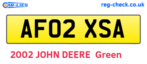 AF02XSA are the vehicle registration plates.