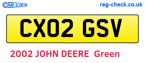 CX02GSV are the vehicle registration plates.
