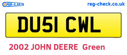 DU51CWL are the vehicle registration plates.