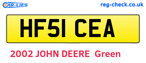 HF51CEA are the vehicle registration plates.