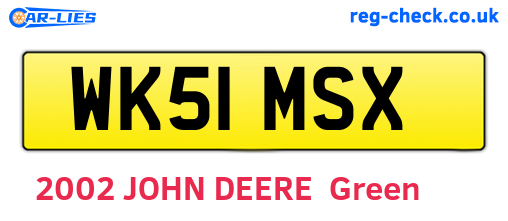 WK51MSX are the vehicle registration plates.