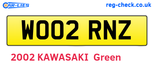 WO02RNZ are the vehicle registration plates.