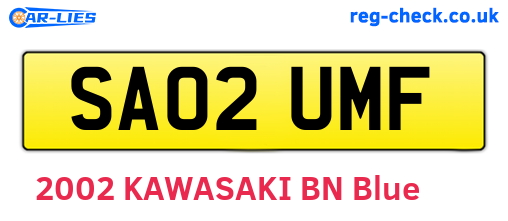 SA02UMF are the vehicle registration plates.