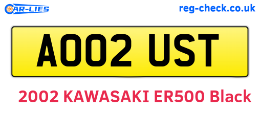 AO02UST are the vehicle registration plates.