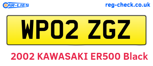 WP02ZGZ are the vehicle registration plates.