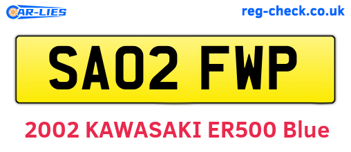 SA02FWP are the vehicle registration plates.