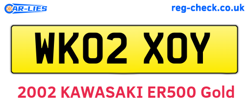 WK02XOY are the vehicle registration plates.