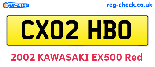 CX02HBO are the vehicle registration plates.