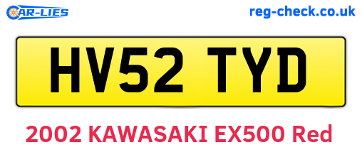 HV52TYD are the vehicle registration plates.