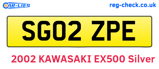 SG02ZPE are the vehicle registration plates.